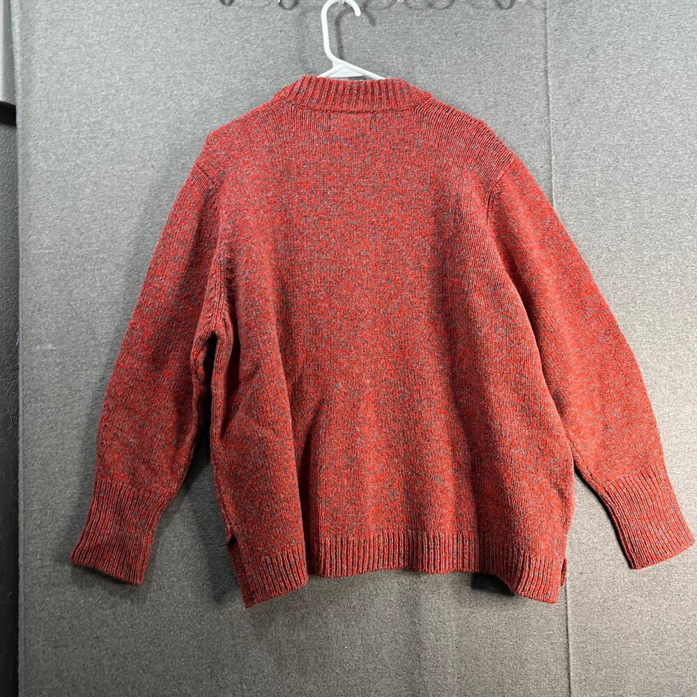 Fisherman Out of Ireland Merino Wool & Cashmere Blend Cardigan Coral/Grey, XL - Picture 2 of 12